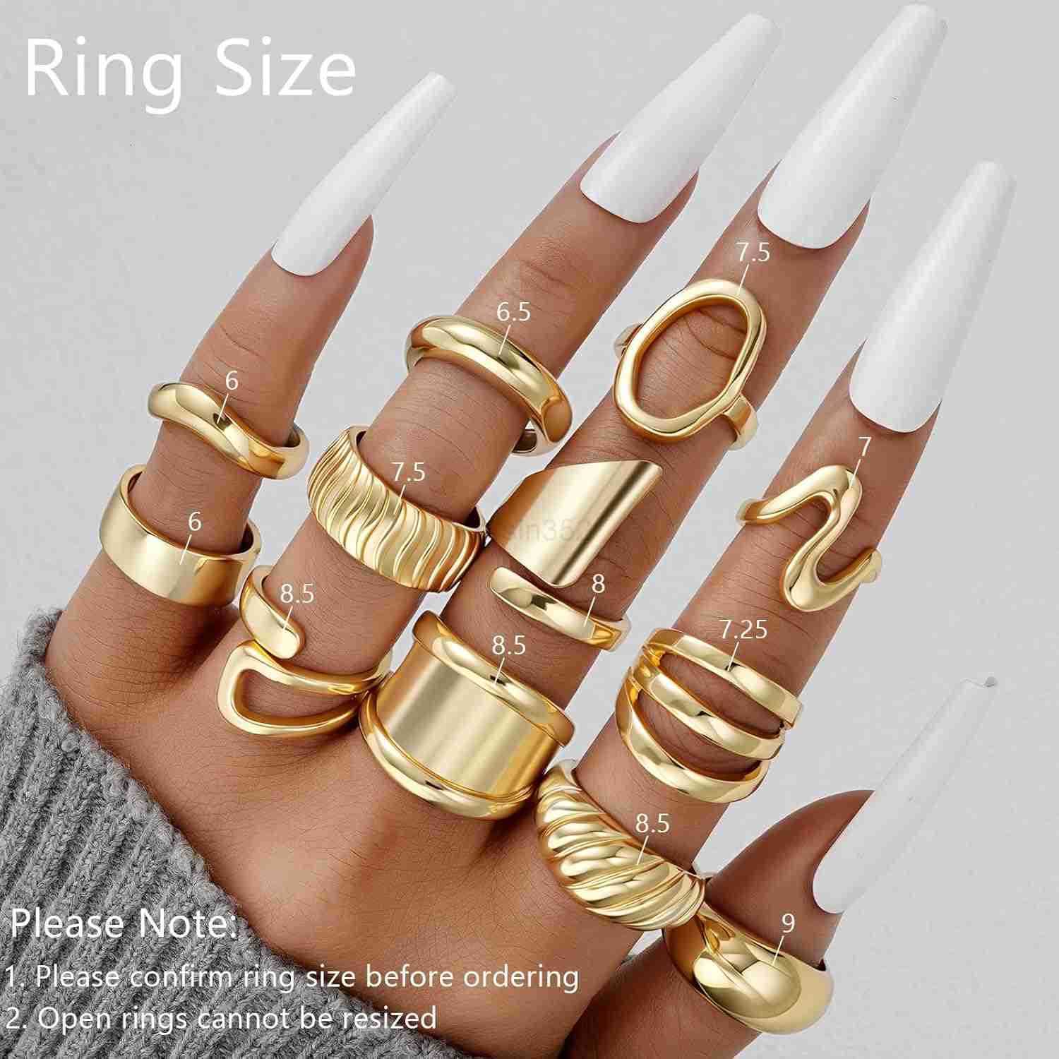 12 PCS Chunky Gold Stackable Rings for Women Non Tarnish 18K Gold Plated Statement Open Stacking Rings Knuckle Band Ring Set Y260117
