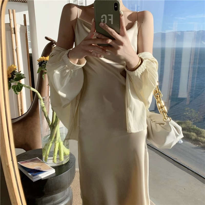 HighEnd Acetate Satin Spaghetti Strap Dress for Women Summer Draped WaistCinching Bodycon Dress Socialite Mermaid Long Dress 240329
