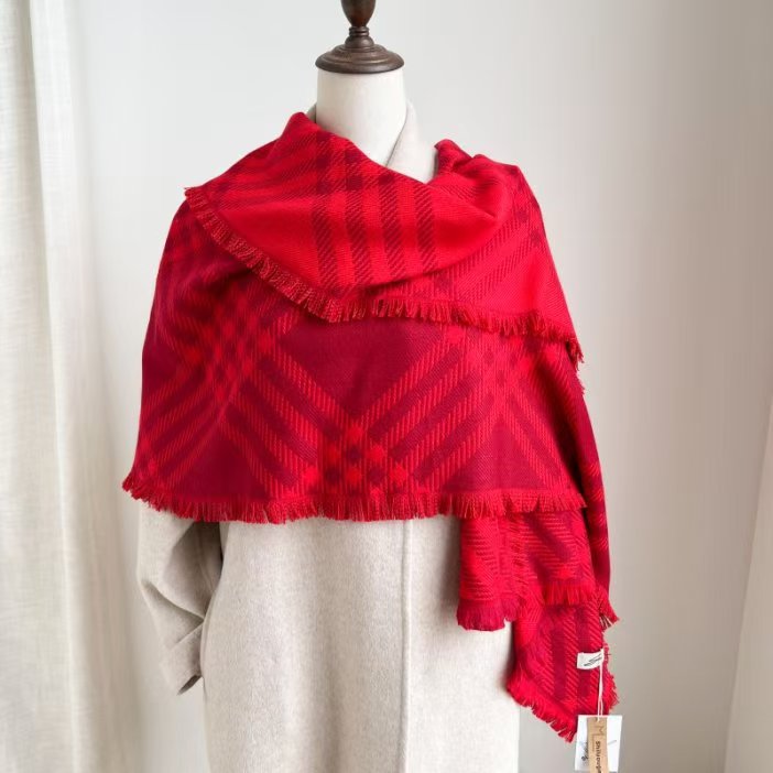 K1850 Autumn and winter thick warm scarf for women, imitation cashmere gradient long shawl, cross-border wholesale high-end tassel scarf