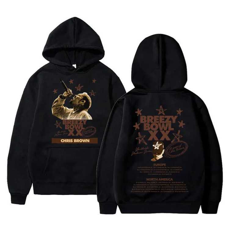Rapper Chris Brown Breezy Bowl XX Tour 2025 Hoodie Men Women Hip Hop Fashion Pop Music Sweatshirt Casual Cotton Vintage PulloverXJ250908
