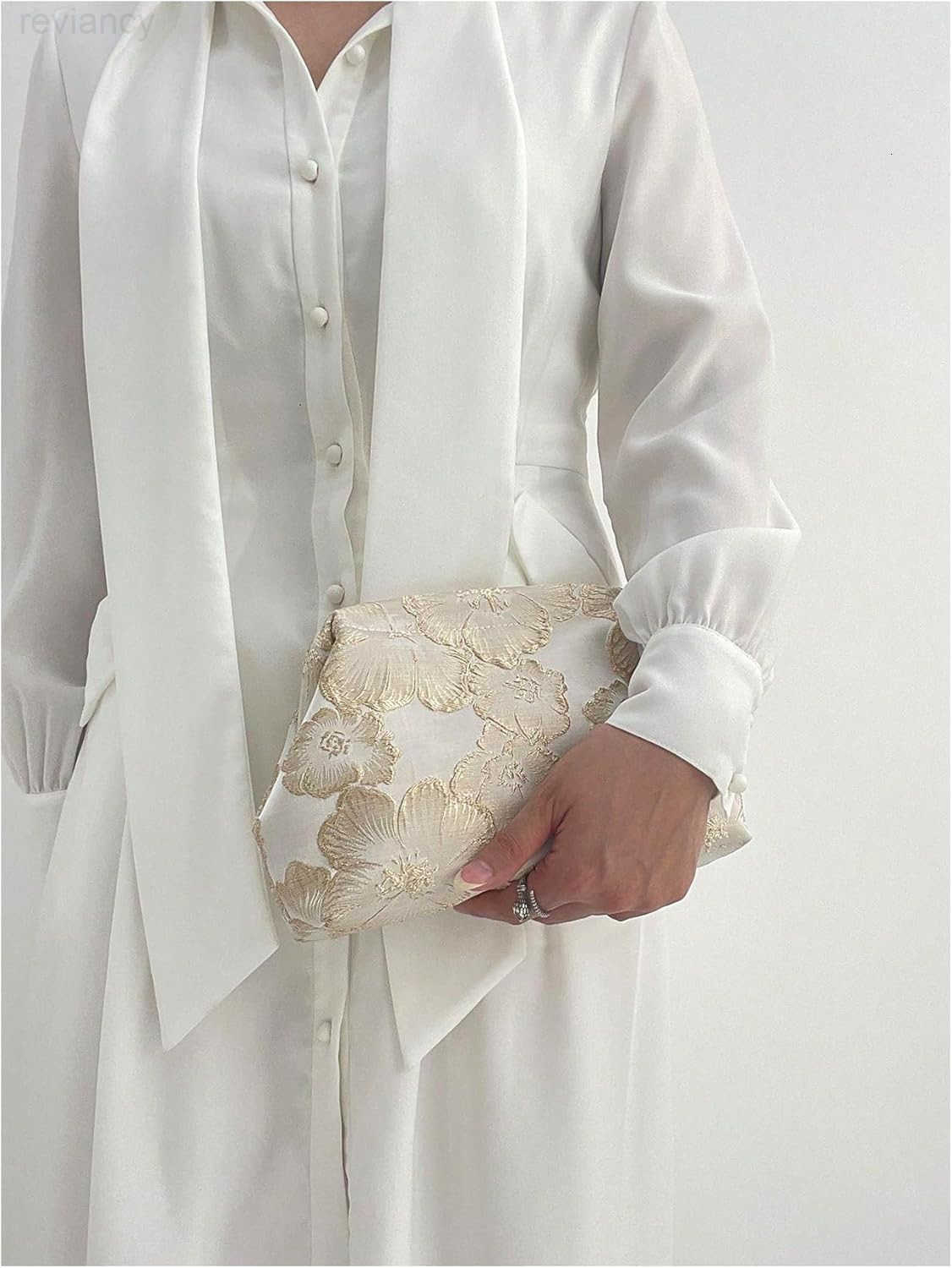 Womens Flower Embroidery Clutch Purse Kiss Lock Shoulder Bags Evening HandbagW250908