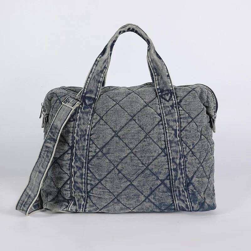 Large Capacity Tote Bags For Women Designer Handbags And Purses 2025 New In Denim Cloth Embroidery Rhombus Chain Shoulder