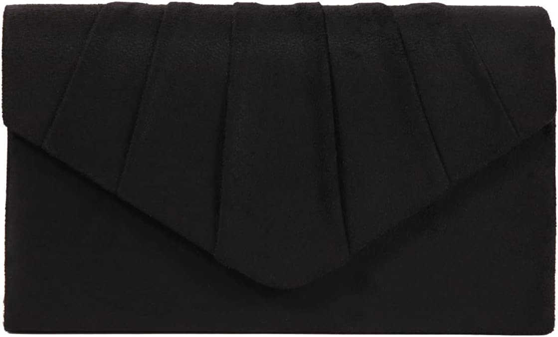 Clutch Purse Evening Bag for Women Evening Wedding Party Velvet Suede Pleated HandbagW250908