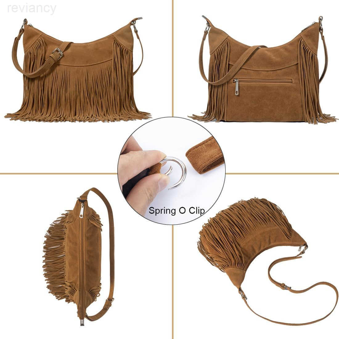 Fashion Women Fringe Hobo Bag Western Purse Shoulder Bag Vegan Suede Tassel Hippie Crossbody BagW250908