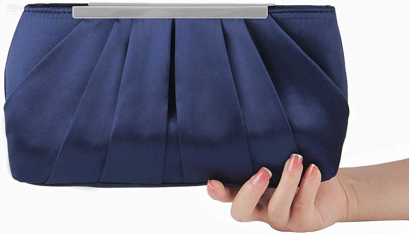 Womens Satin Evening Clutch Bag Elegant Pleated Formal Handbag Simple Classic Purse for WomenW250908