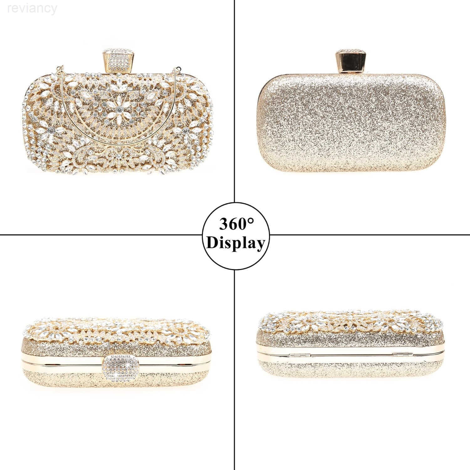 Womens Sparkly Rhinestone Crystal Clutch Bag Glitter Sequin Bridal Purse Evening Handbag for Wedding Party PromW250908