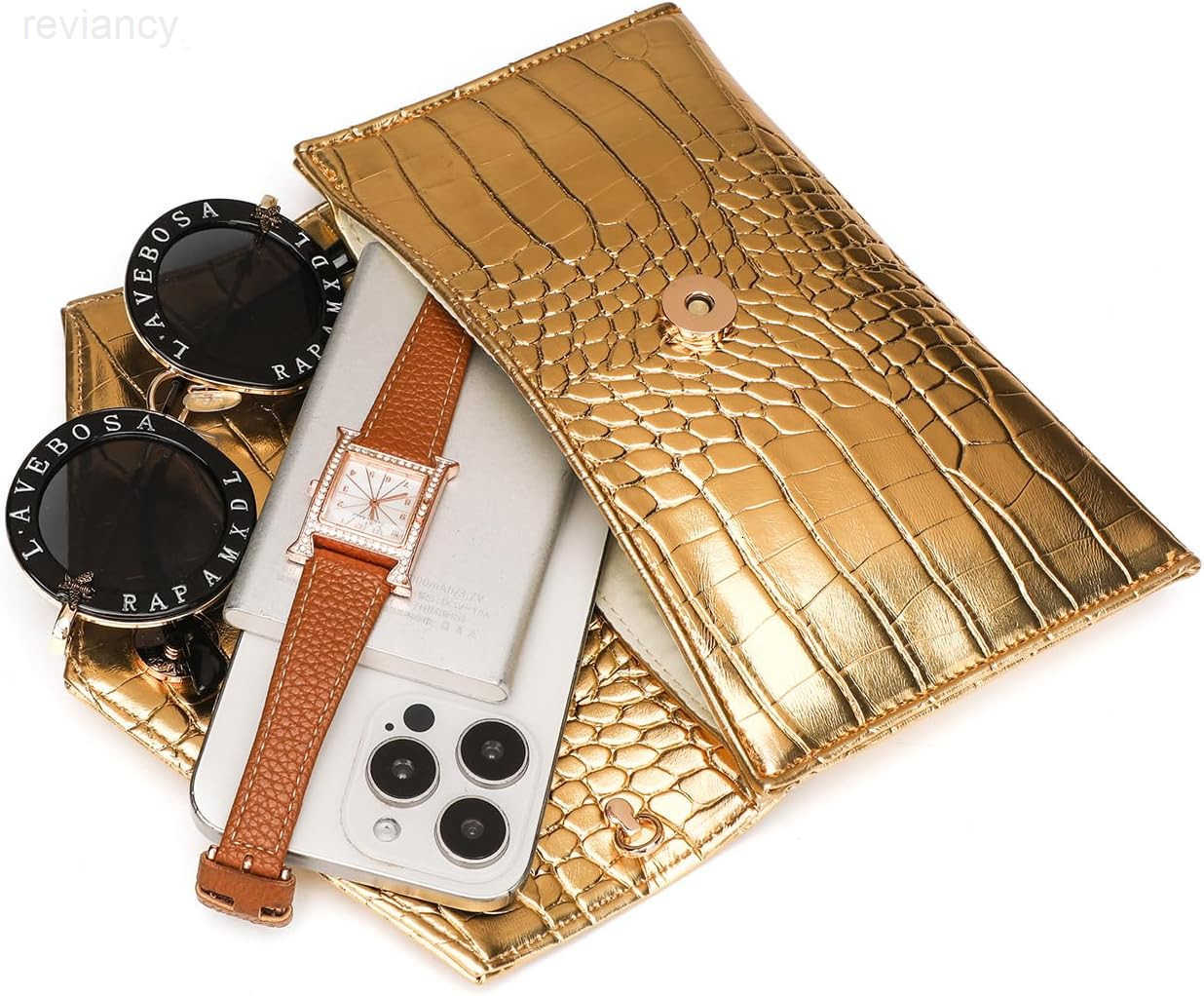 Small Envelope Clutch Purse for Women Leather Handbag Wallet Evening Bag with Detachable Wristlet StrapW250908