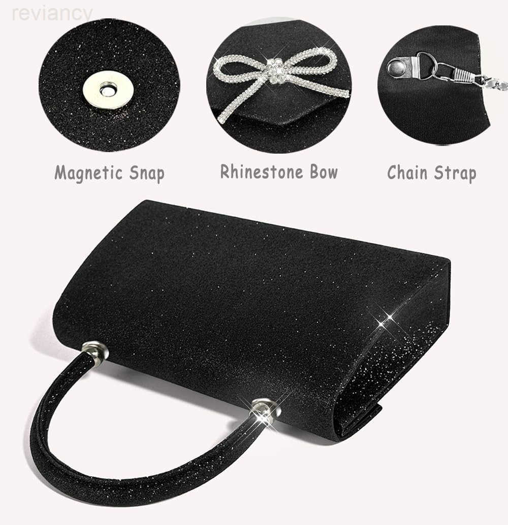 Womens Evening Bag Sparkly Bow Clutch Purse Wedding Party Purses Glitter Rhinestone Cocktail Prom HandbagsW250908
