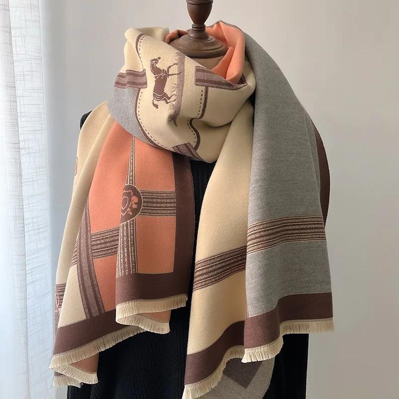 Winter Scarf Women Cashmere Warm Pashmina Foulard Female Shawls Wraps Thick Soft Bufanda Poncho Scarves Stole 2025 250828