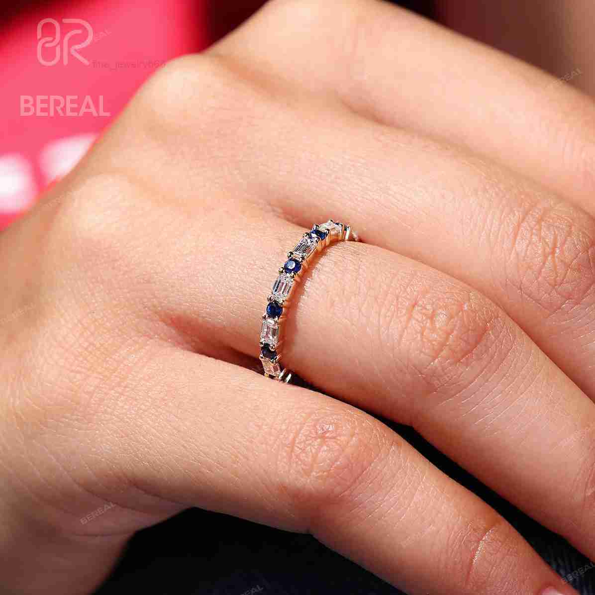 IGI Certified Emerald Cut Vvs Lab Grown Blue Sapphire Wedding Ring Hot Selling Yellow Gold 925 Silver Band Ring Women Jewelry