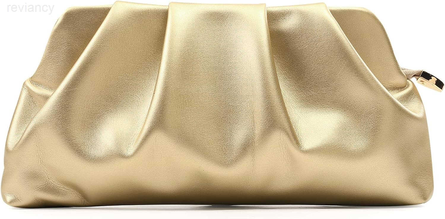 Evening Bag for Women Ruched Clutch Purse Detachable Metal Chain Crossbody BagW250908
