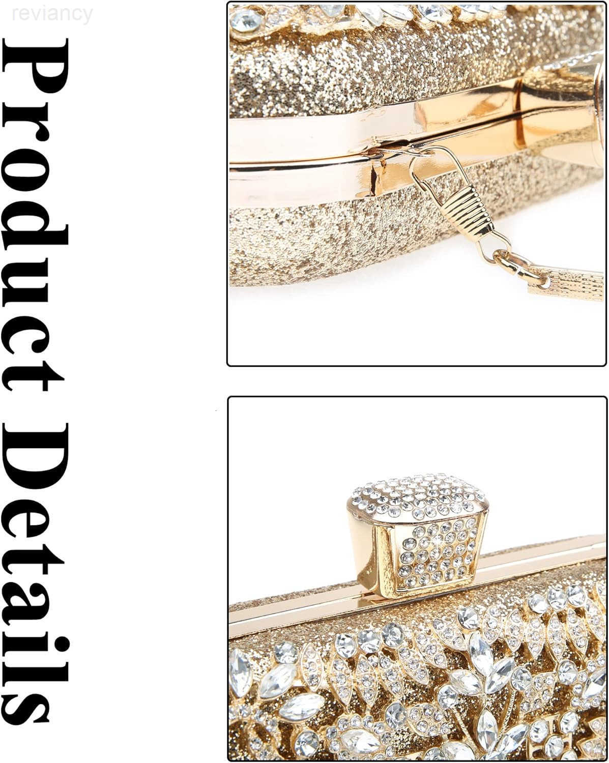 Womens Sparkly Rhinestone Crystal Clutch Bag Glitter Sequin Bridal Purse Evening Handbag for Wedding Party PromW250908