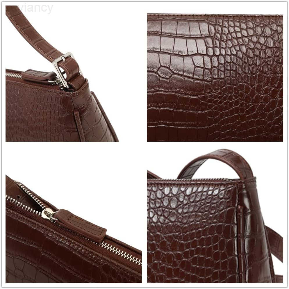 Small Purse for Women Adjustable Shoulder Bags Crocodile Pattern Clutch Purse with Zipper Closure RetroW250908