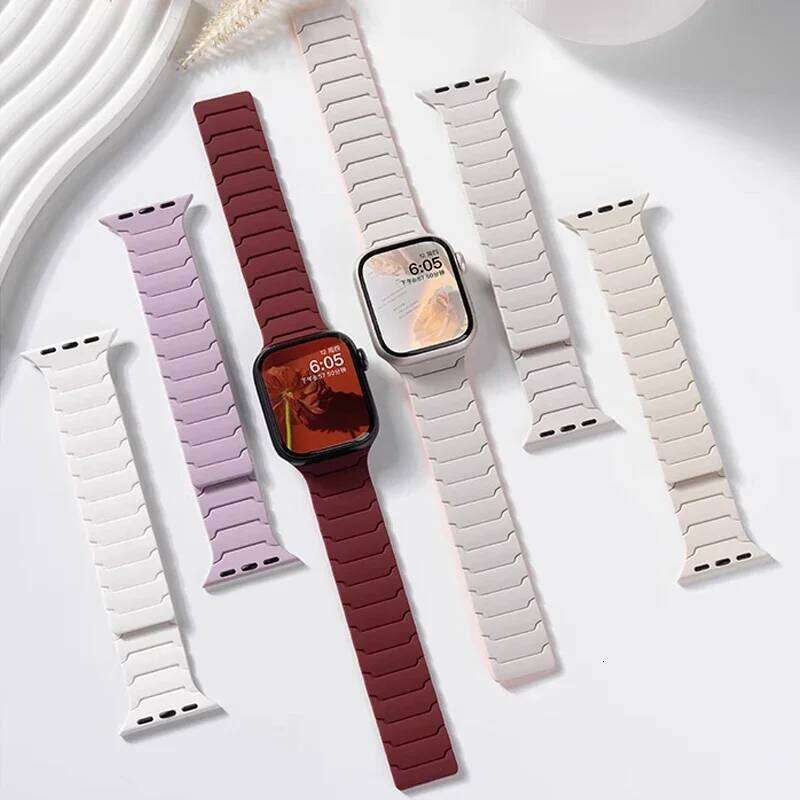 Magnetic Strap for Apple Watch No-Clasp Design, Soft Silicone Band Compatible with Ultra 2/49mm, Series 10/9/8/7/6/SE/5 & 44/45/46mm Models