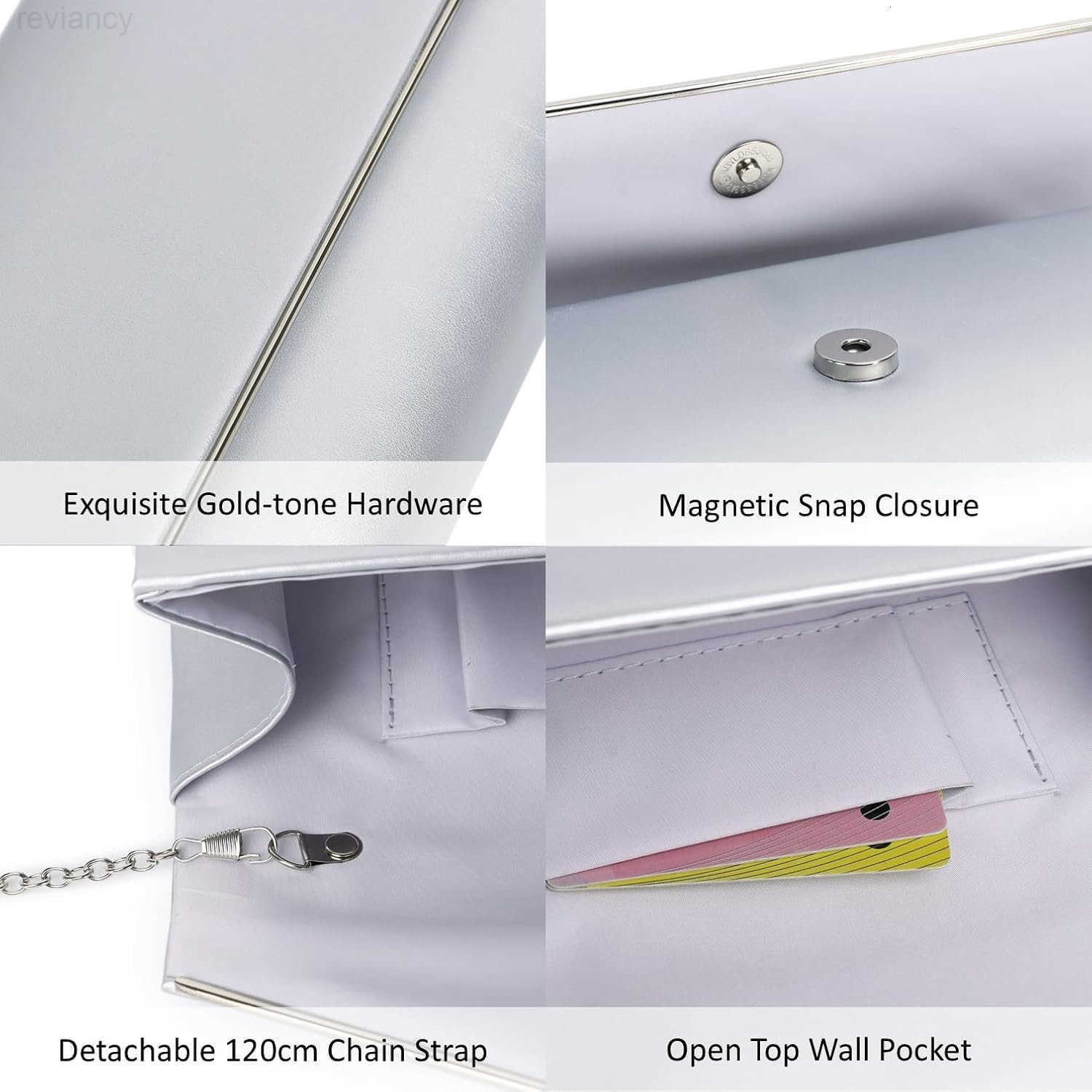 Women Evening Bag Vegan Leather Clutch Purse Shoulder Crossbody Envelope Bag for Party Wedding Prom BridalW250908