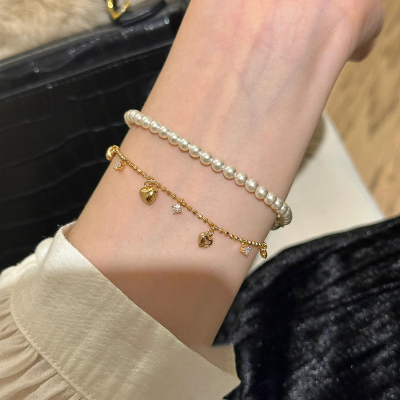 Korean Version Zircon Heart Pendant Bracelet Light High-end Sense Elegant Jewelry - view 5