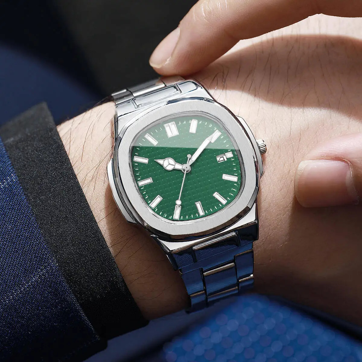 2PCSSet Fashion Square Men Business Watches Simple Calendar Quartz Watch for Man Clock Reloj HombreWithout Box 250908