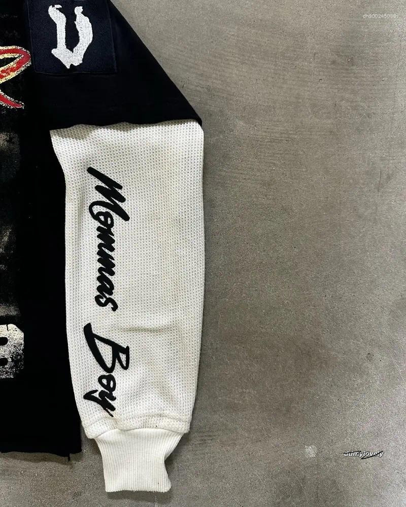 Men's Streetwear T-Shirts - Long Sleeve Haruku Retro Letter Graphic Tee | American High Street Fashion 2025