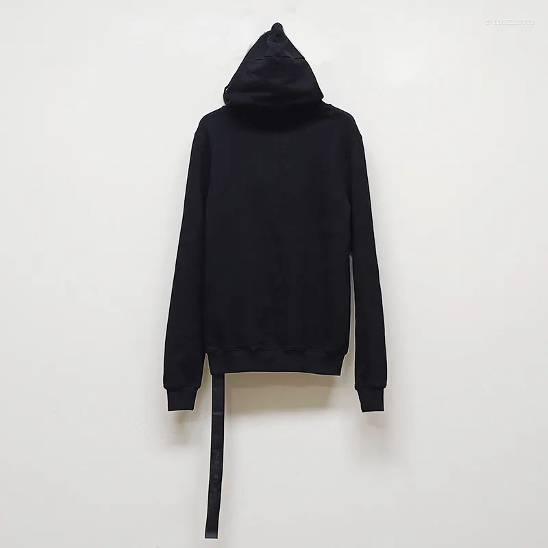 Men's Designer Hoodies High Street Fashion Hooded Sweatshirts Hole Design Zip Up Black Solid Clothing