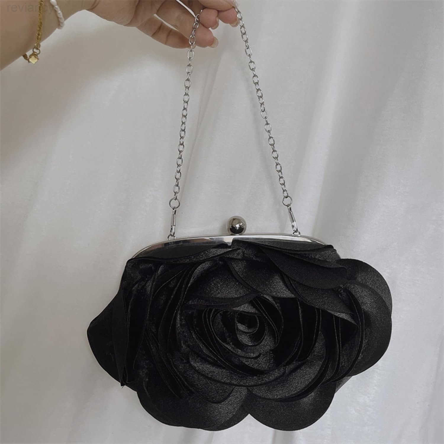 Clutch Purse for Women Elegant Rose Petal Evening Bag with Detachable Chain for Wedding Gala PromW250908