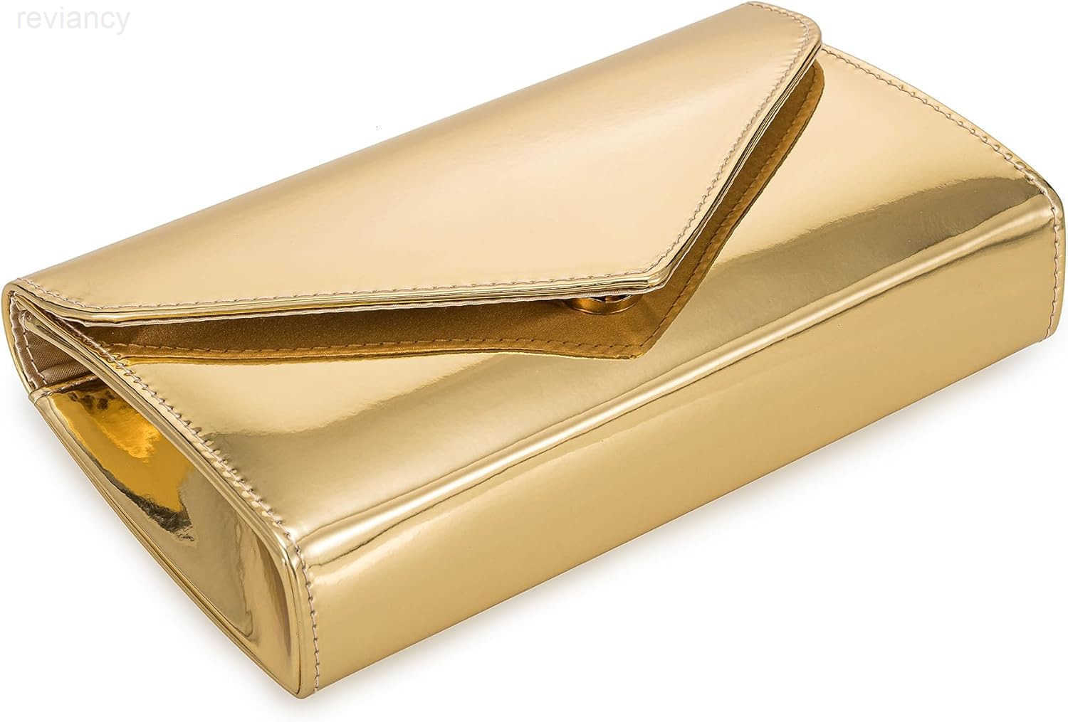 Womens Mirrored Metallic Faux Leather Evening Bag Glimmering Clutch Purse for PromCocktailWeddingPartyW250907