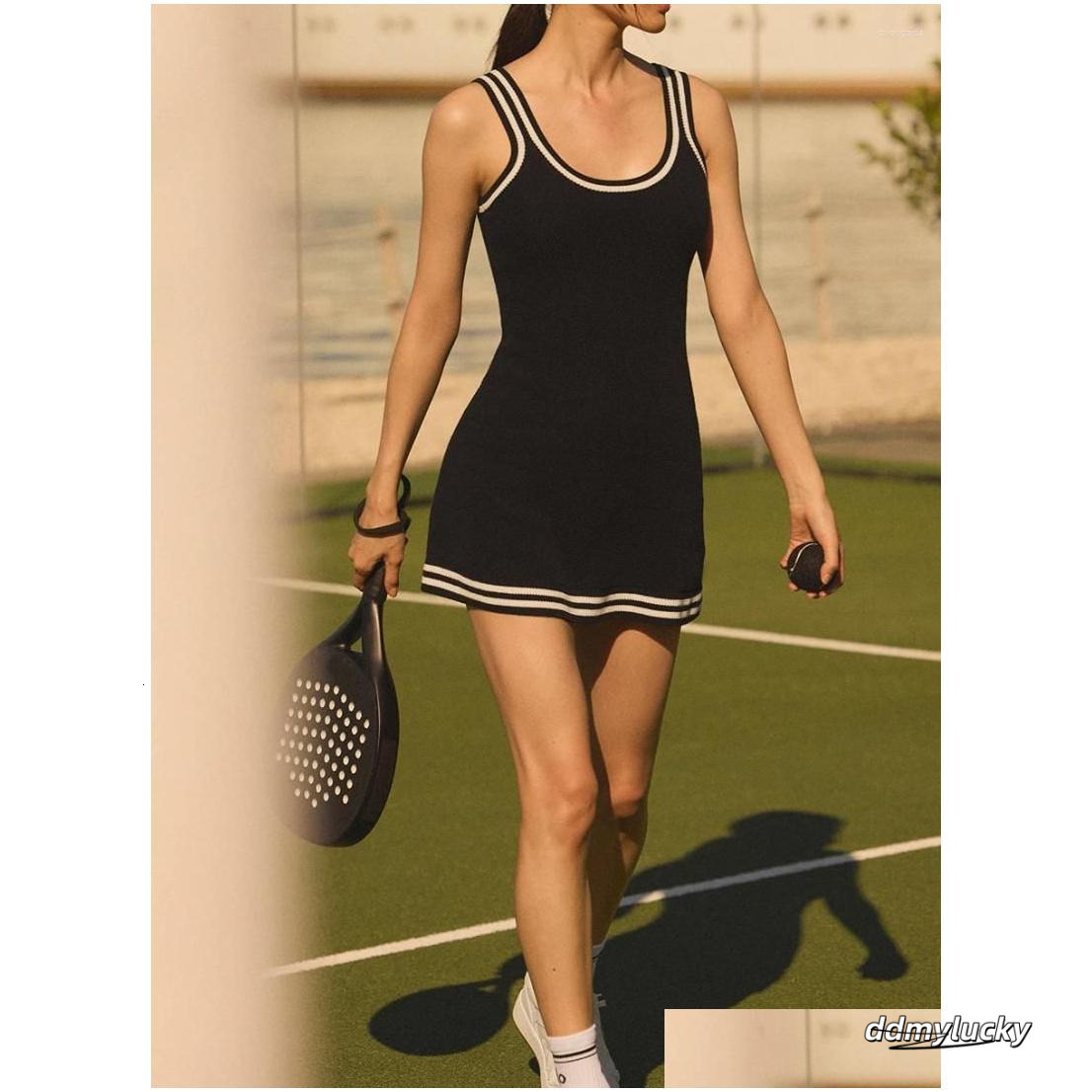 Basic Casual Dresses Womens Summer Fashion Tennis Club Sweater Knit Dress Shortsleeve Drop Delivery Apparel Clothing Otxke ddmyLucky ddmyLucky ddmyLuc