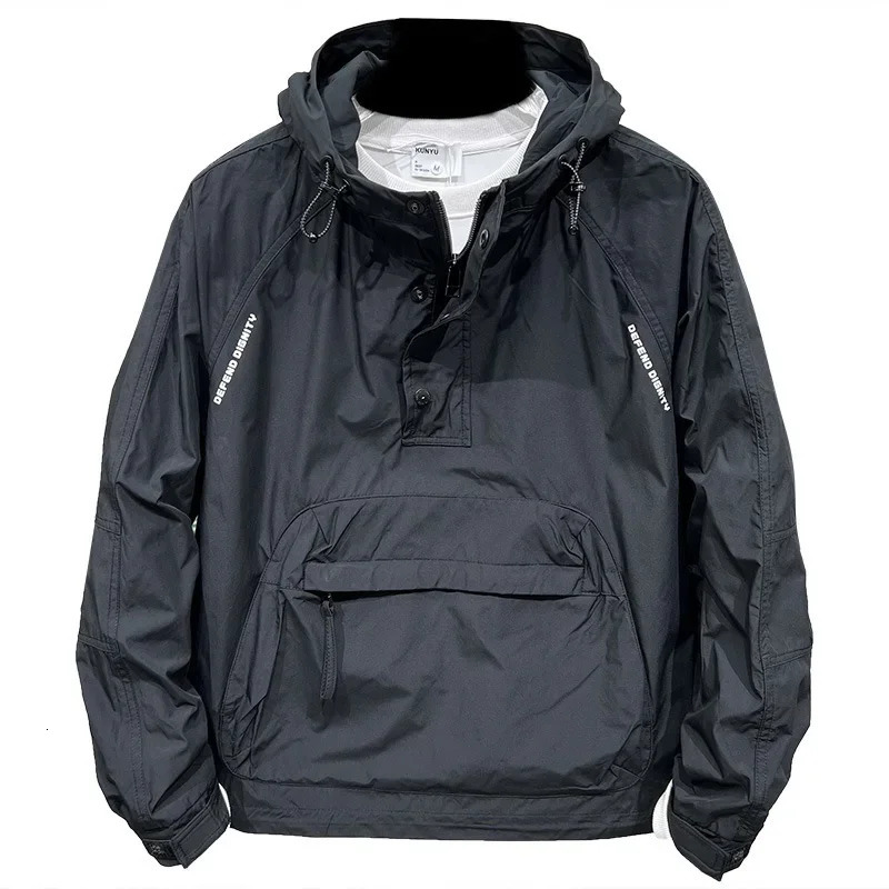Korean Fashion Jackets for Men Zippered Jacket Hoded Mens Casual Street Multi Pocket Work Jacket Slim Fit Pilot Baseball Suit 250908