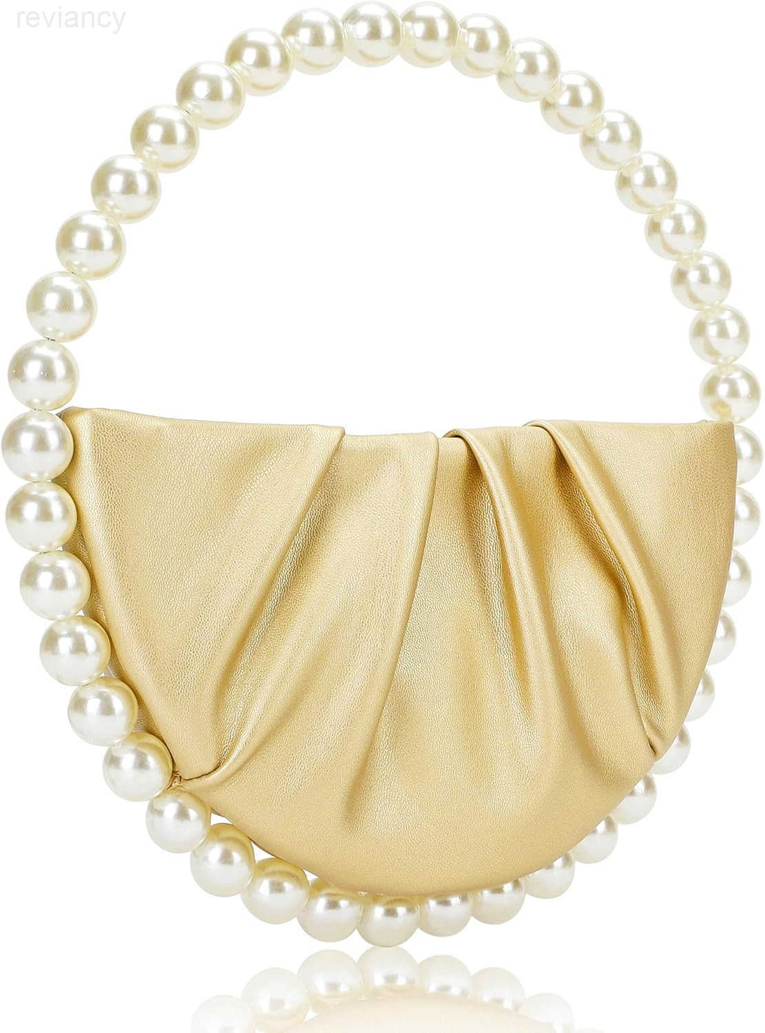 Pearl Soft Face Pleated Handbag Advanced Evening Bag Party Prom Bride Purse Phone Clutch PurseW250908