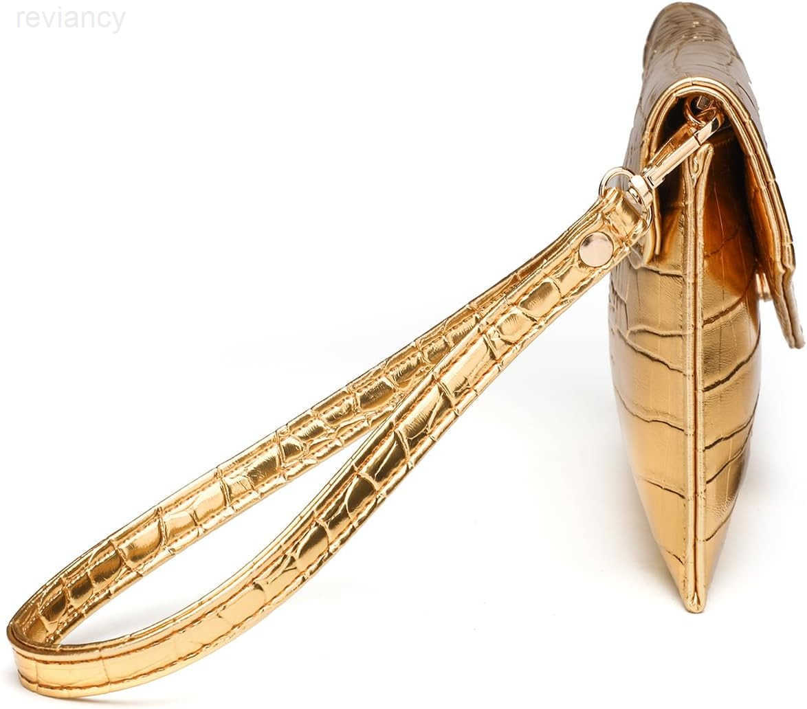 Small Envelope Clutch Purse for Women Leather Handbag Wallet Evening Bag with Detachable Wristlet StrapW250908