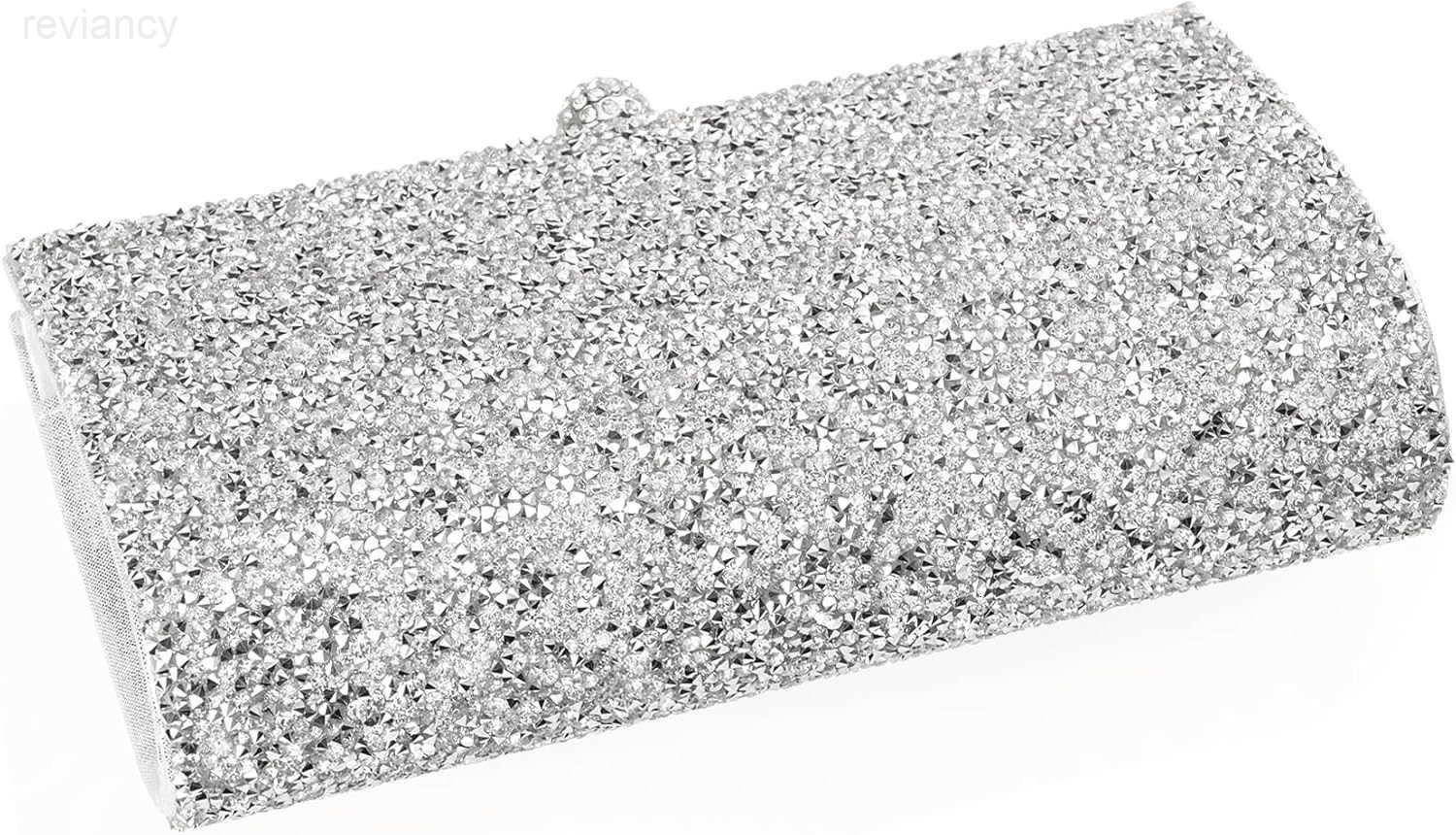 Clutch Purse for WomenCrystal Evening Bag Wedding Prom PartyCrossbody handbag SilverW250908