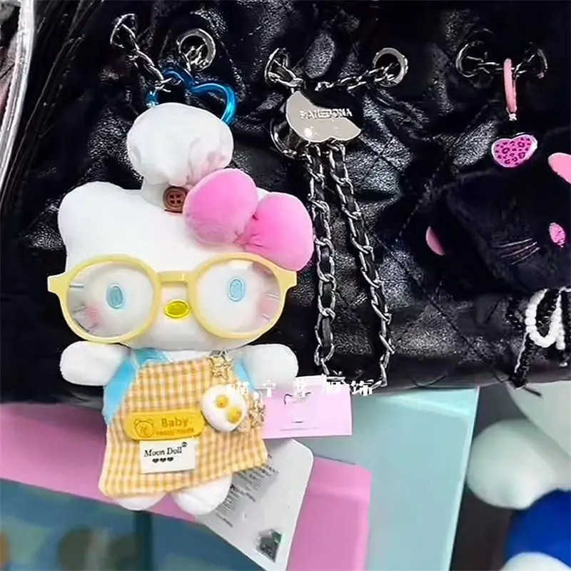 Sanrio Kawaii Hello Kitty Keychain Cute Chef Bag Pendant Keychain Plush Doll Backpack Hanging Decoration Girl Gift H251205