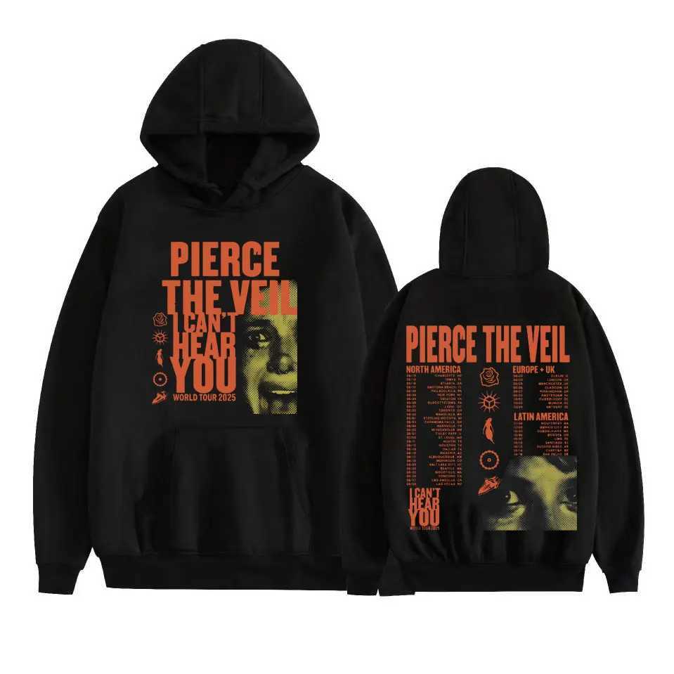 Pierce The Veil I Cant Hear You Tour 2025 Hooded Men Women Harajuku Hip Hop Rock Punk Sweatshirt Casual Fleece Oversized HoodieXJ250908