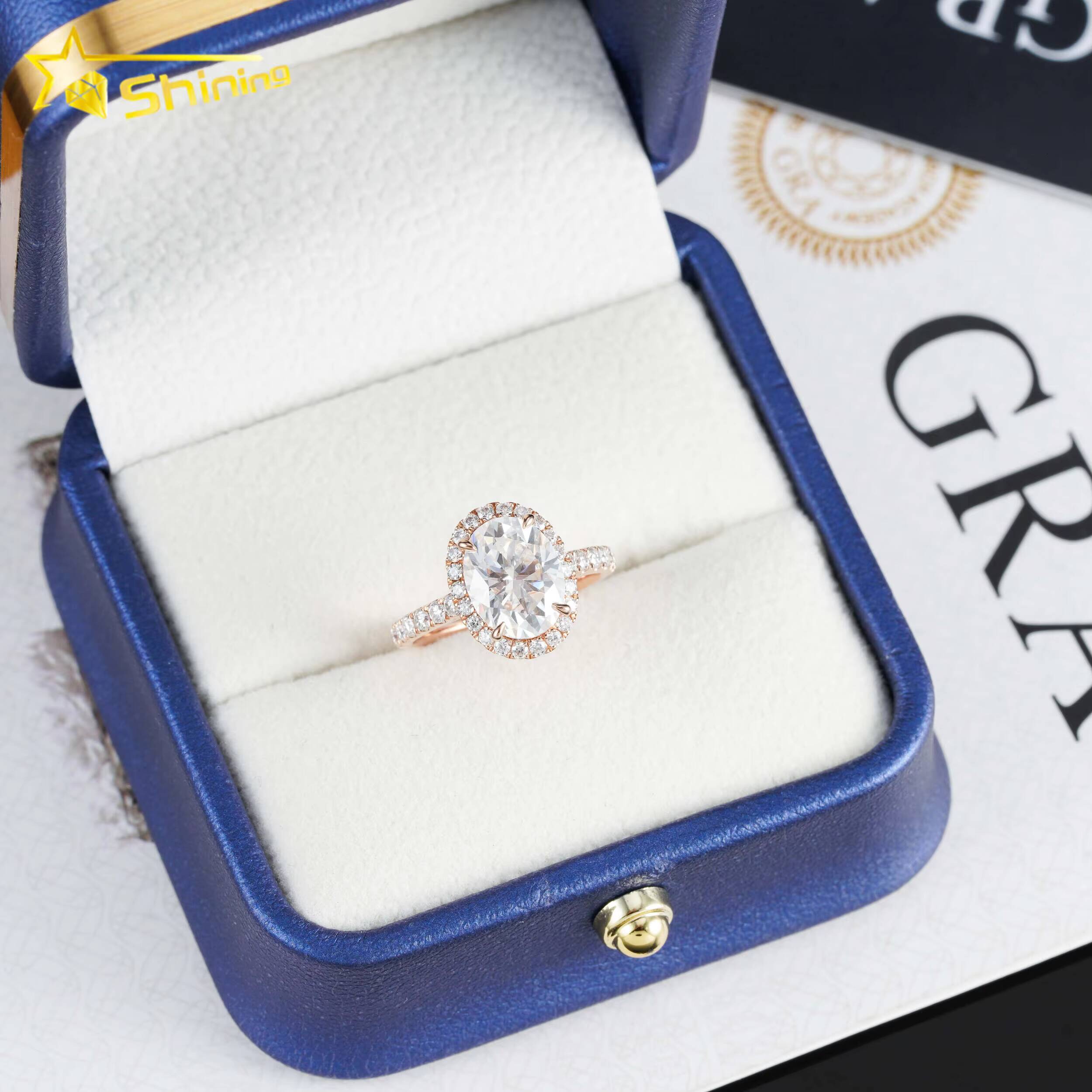 Fine Jewelry 14K Solid Gold D Color VVS Oval Cut Moissanite Diamond Ring Custom Women Diamond Engagement Wedding Rings