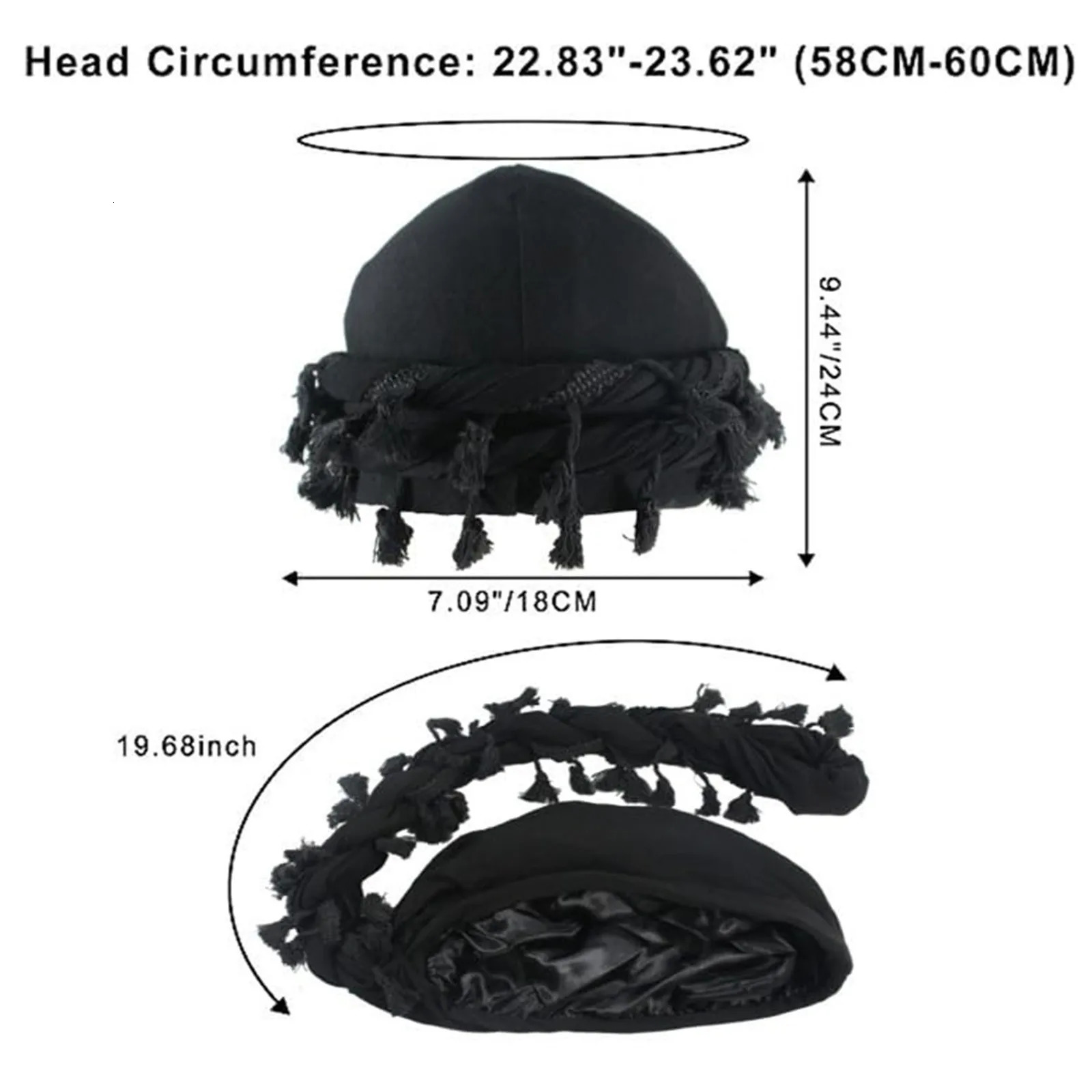 2025 Vintage Twist Head Wraps With Tassel For Men Headband Turban Scarf Indian Cap Headscarf Male Hip Hop Hats Headwrap Gorras250908