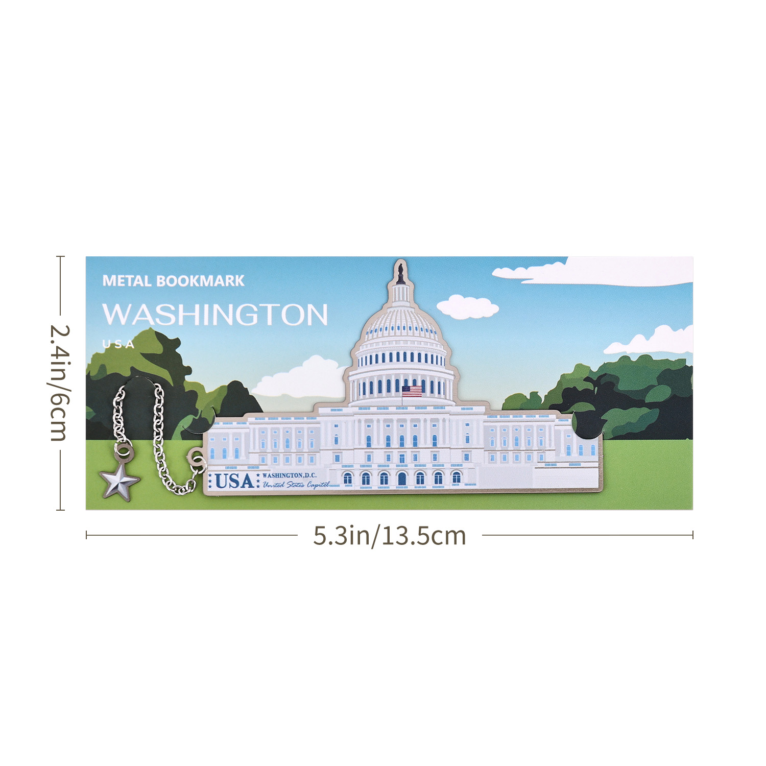 Six Designs of American Inspired Series Metal Bookmark Collection