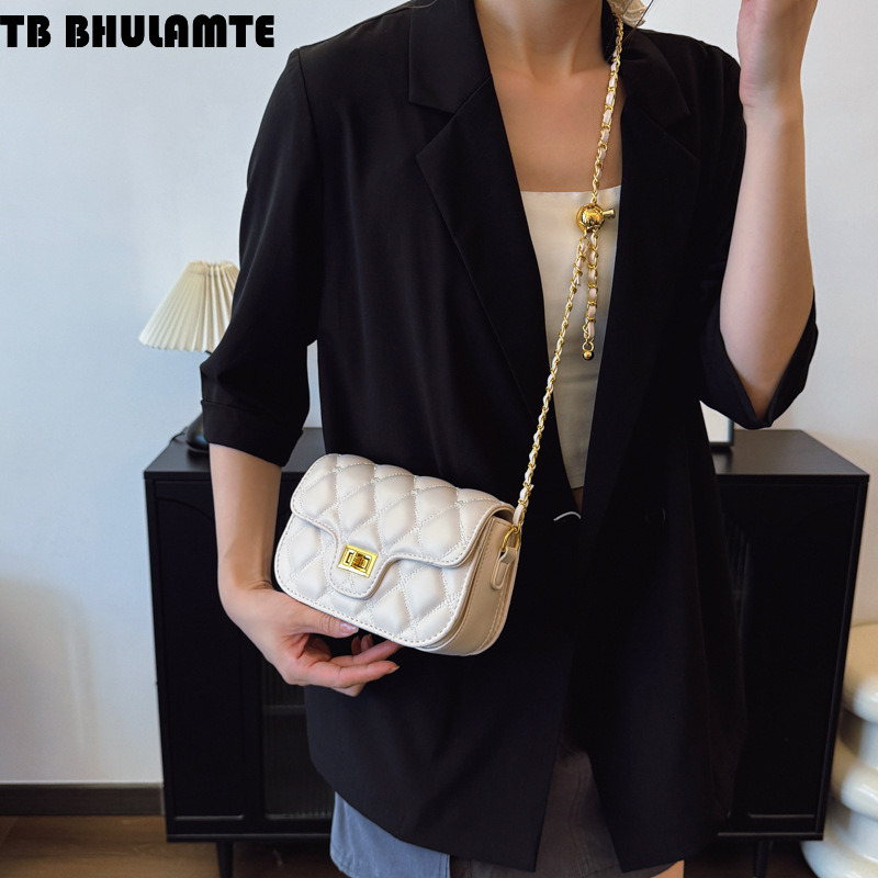 TB BHULAMTE Designer Bag Quilted Embroidery Underarm Bag For Women 2025 New Versatile Single Shoulder Crossbody Bag Luxury Bag Niche Chain Small Squar