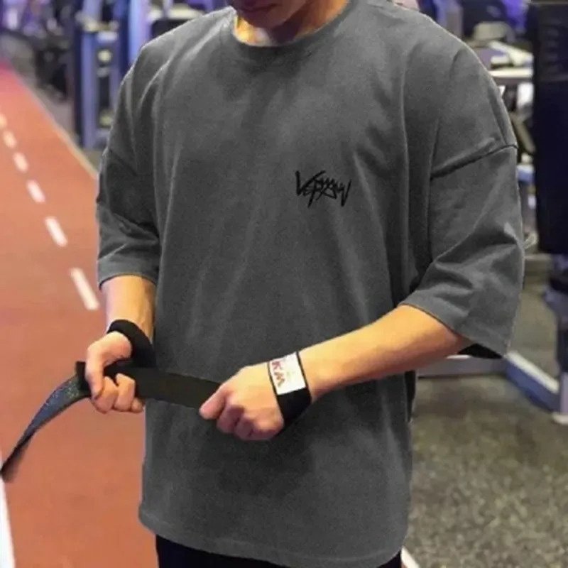 Summer Fitness Sports T Shirt Oversized Cotton Tshirt Training Running Gym Man Tees Crew Neck Women Short Sleeves Streetwear 250908