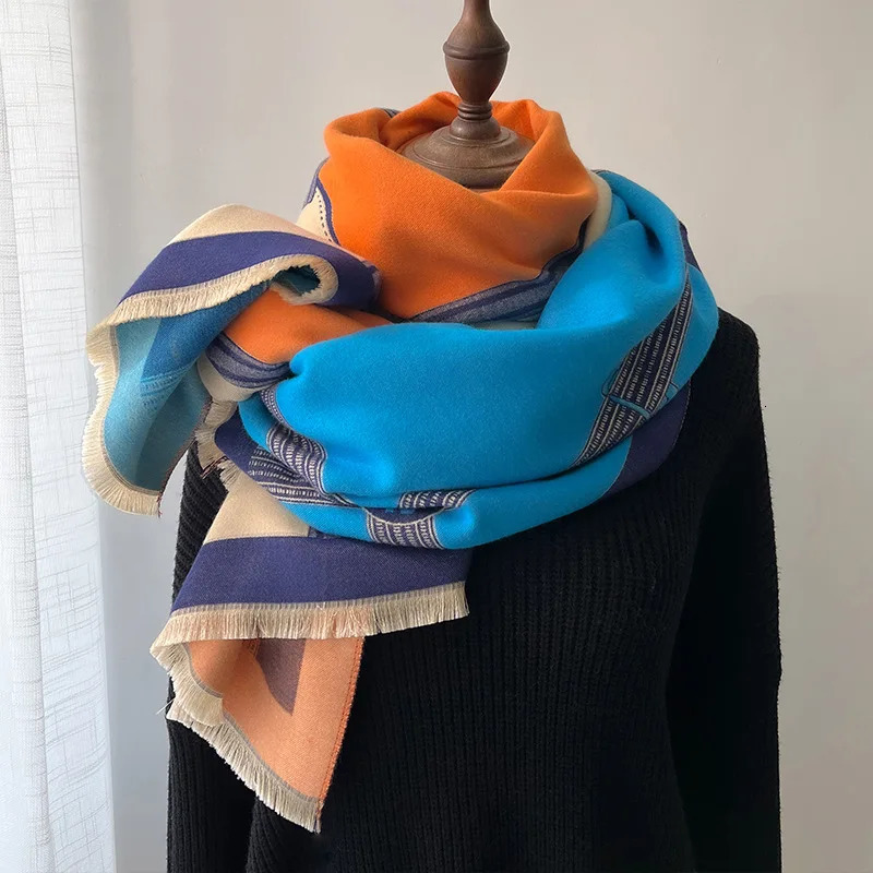 Winter Scarf Women Cashmere Warm Pashmina Foulard Female Shawls Wraps Thick Soft Bufanda Poncho Scarves Stole 2025 250828