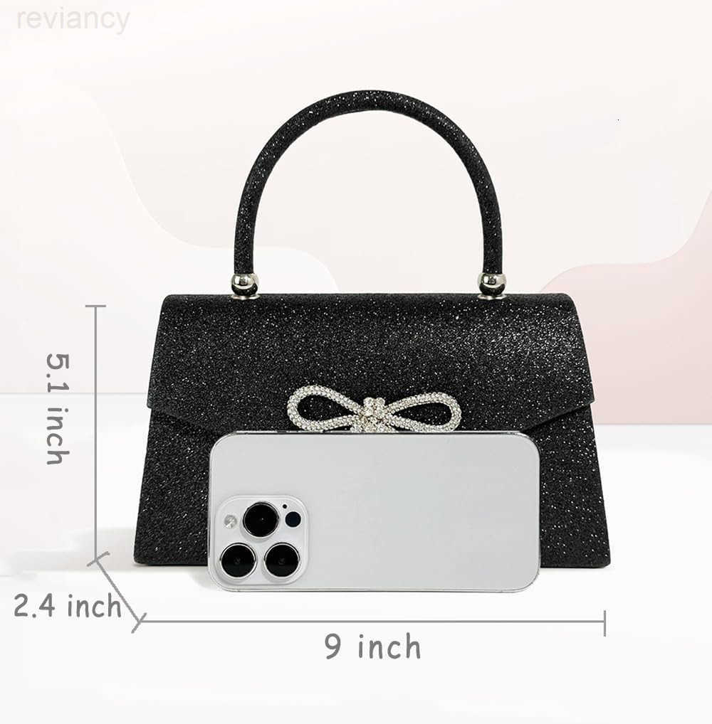 Womens Evening Bag Sparkly Bow Clutch Purse Wedding Party Purses Glitter Rhinestone Cocktail Prom HandbagsW250908