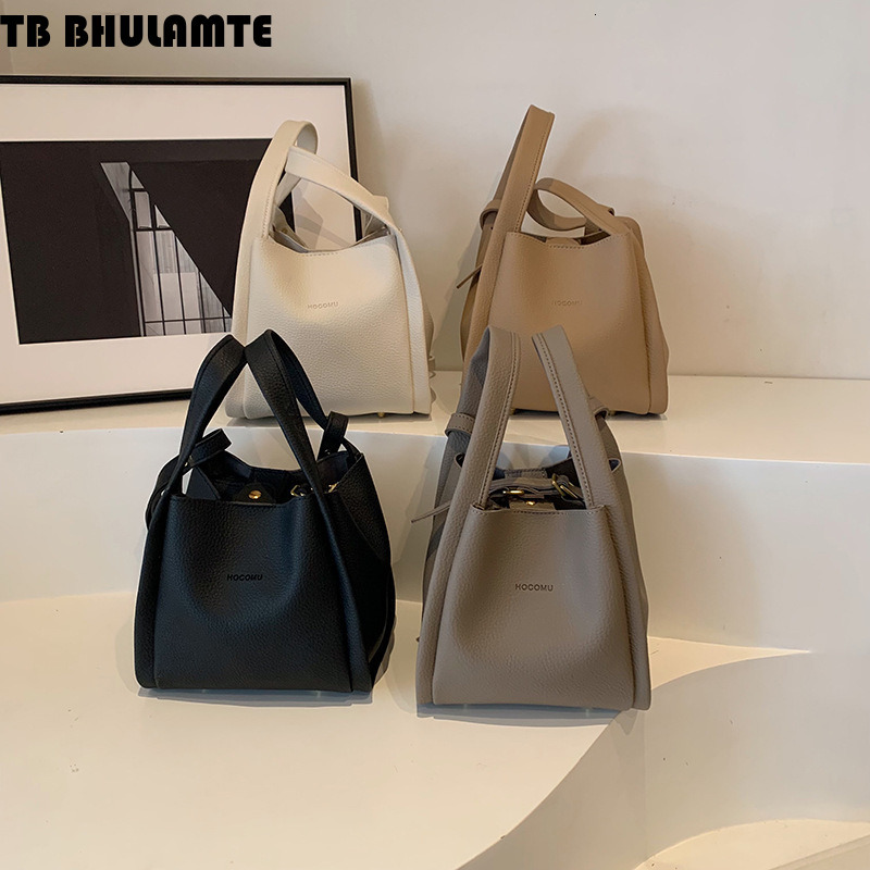 TB BHULAMTE Designer Bag Large Lychee Pattern Bucket Bag 2025 Luxury Bag Women's Bag Stylish Niche Handbag Basket Bag Mother-daughter Two-piece S