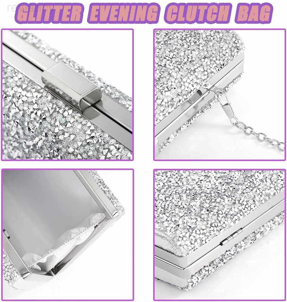 Evening Clutch Bag Double Sided Diamond Bag Crossbody Purse Wedding Party Bag for WomenW250908