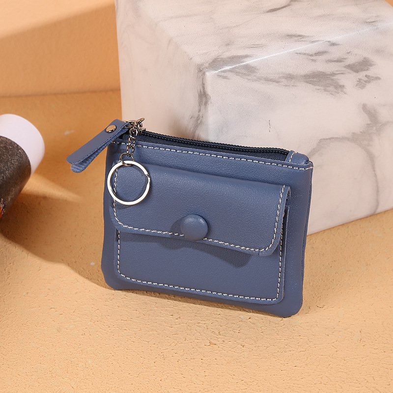 Free Shipping 2025 New Women's Short Zip Around Wallet Solid Color Compact Card Holder with Coin Pocket Key Organizer