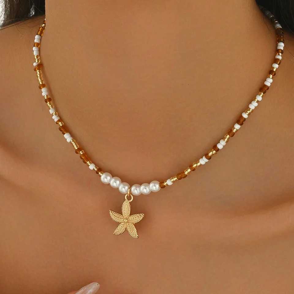 Fashionable Natural Seashell Beaded Necklace Shell Pendant Ocean Inspired Jewelry Choker Suitable For Women Holiday Party Daily W25908