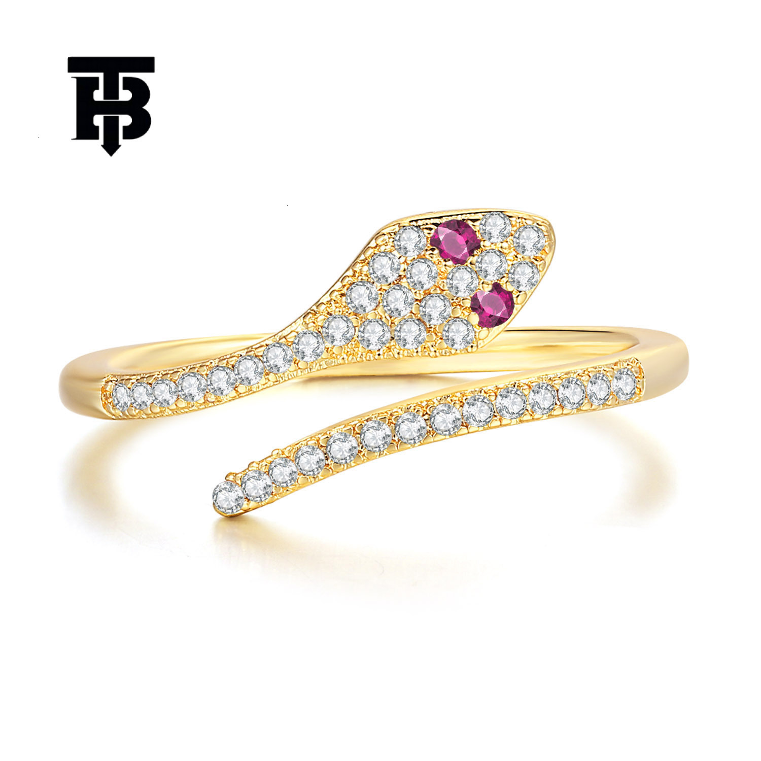 TB BHULAMTE Designer Luxury New Fashion Zircon Micro-inlaid Snake-shaped Women's Open Ring Gold-plated Jewelry Fashion Trendy And Versatile Acces