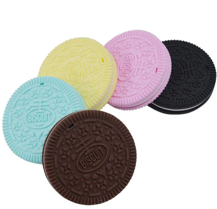 Silicone Cookies Baby Toys Necklace Teething Baby Teethers Nursing Pendant Christmas Gift 0-10 Kids Very Soft