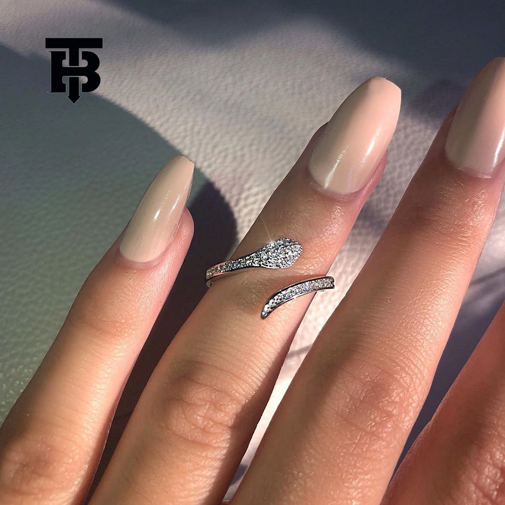 TB BHULAMTE Designer Luxury New Fashion Zircon Micro-inlaid Snake-shaped Women's Open Ring Gold-plated Jewelry Fashion Trendy And Versatile Acces