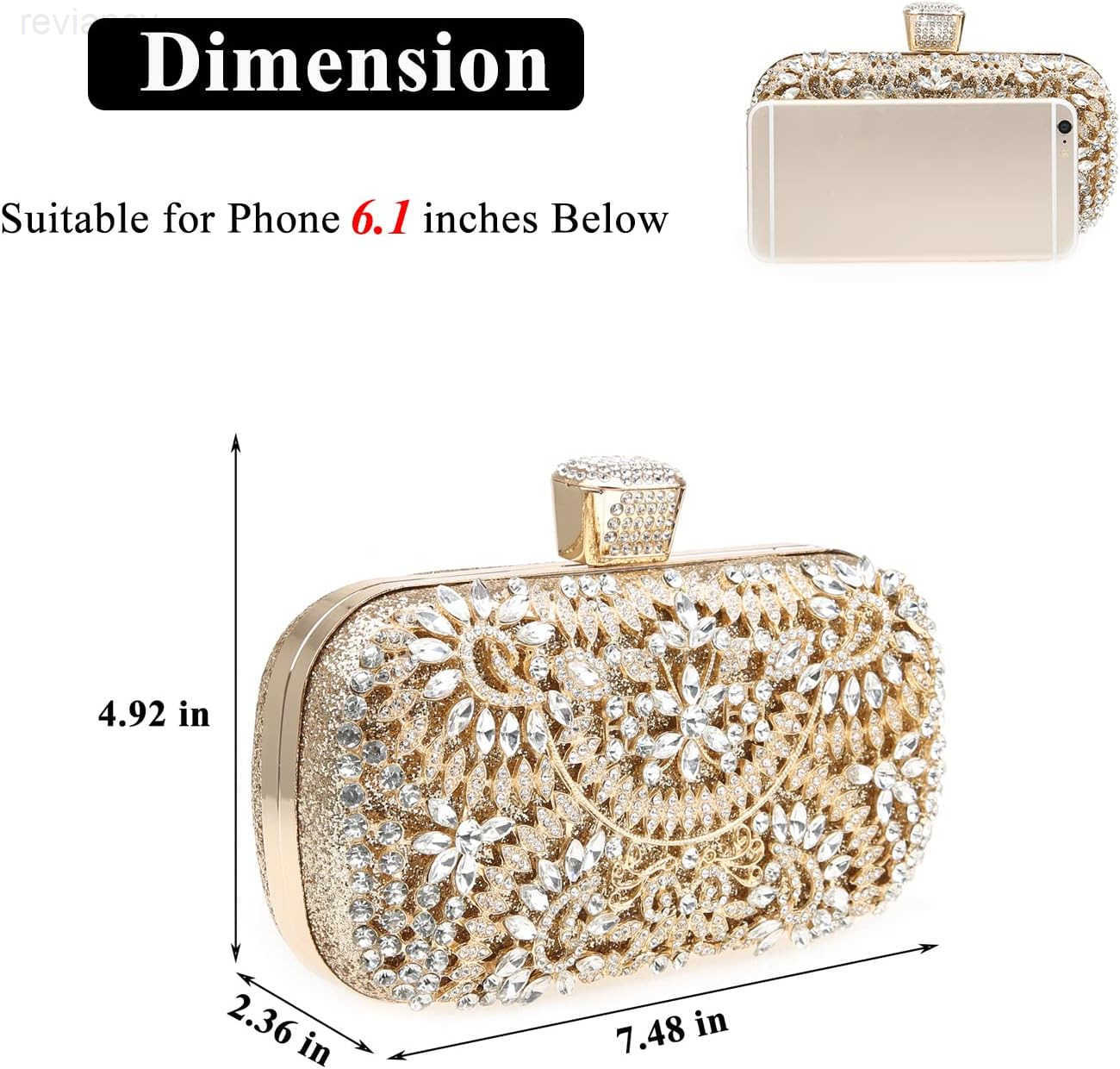 Womens Sparkly Rhinestone Crystal Clutch Bag Glitter Sequin Bridal Purse Evening Handbag for Wedding Party PromW250908