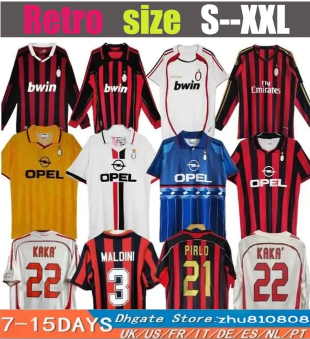 Retro Soccer J 1990 2000 2006 2007 2009 2010 2012 13 Football Shirt Gullit 1988 1996 97Milanese Van Basten KAKA Inzaghi RONALDINHO Vintage Classics