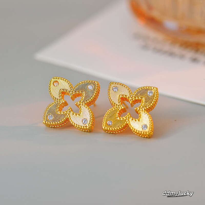 Lucky Clover Necklace Bracelet Earrings Gold Plated Chain Jewelry Set For Women Lightweight Elegant Gift 3Pcs ddmyLucky