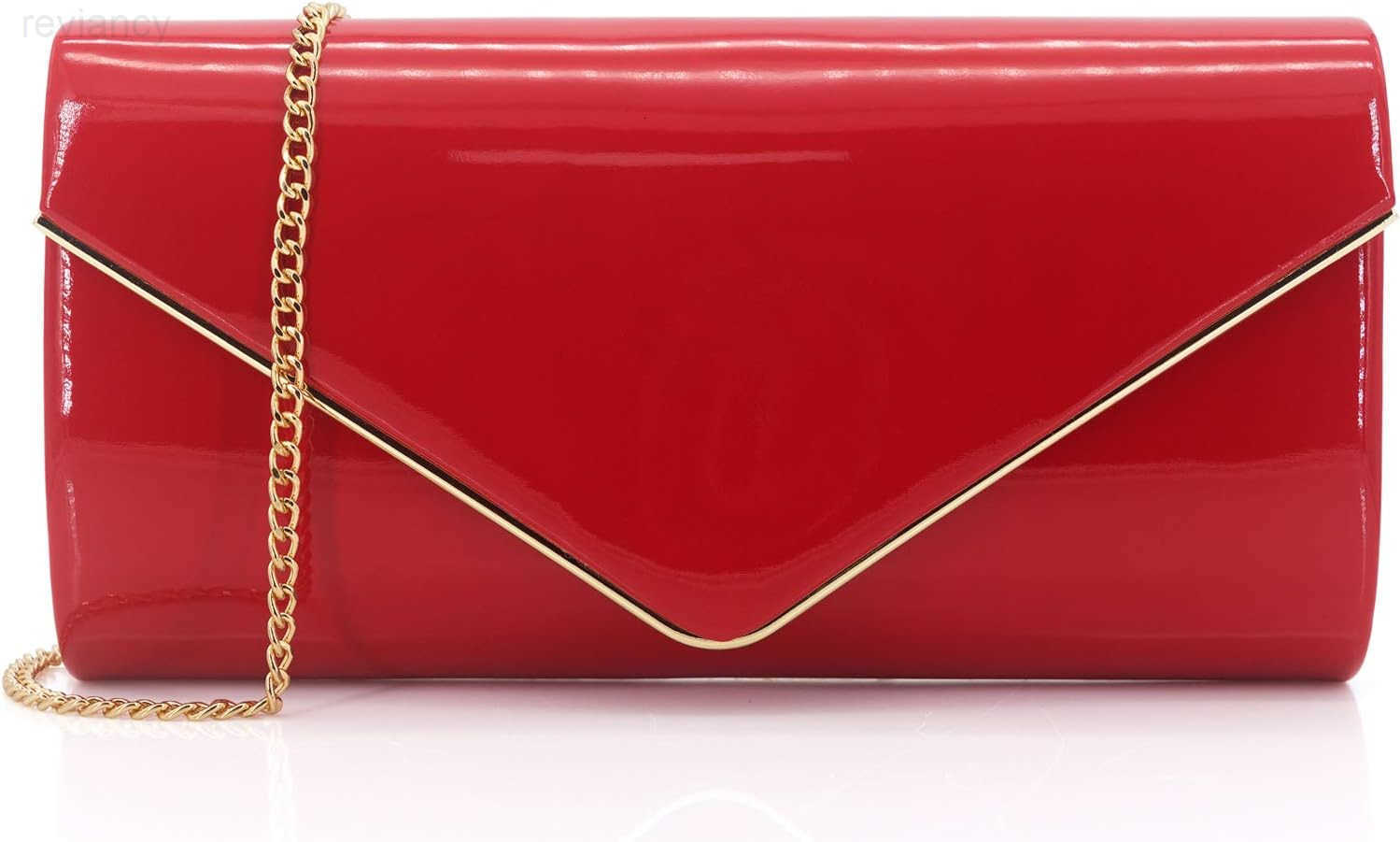 Envelope Clutch Purse for Women Shiny Patent Leather Foldover Evening Bag Formal HandbagW250908